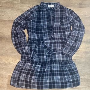 EMMA & MICHELE Sheer Tie Waist Button Front Plaid Dress Modest Summer